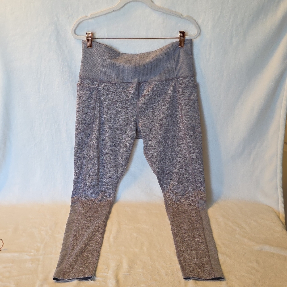 Athleta Exhale Heelight Heathered Purple Gray Leggings LP